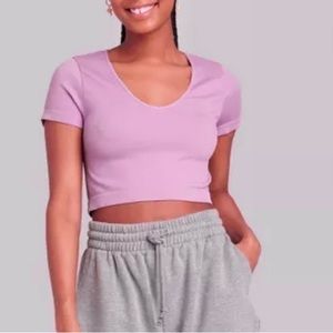 Women's Short Sleeve Fitted
Seamless‎ V-Neck T-Shirt